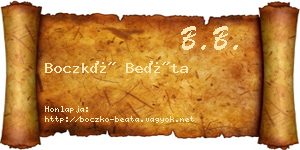 Boczkó Beáta névjegykártya